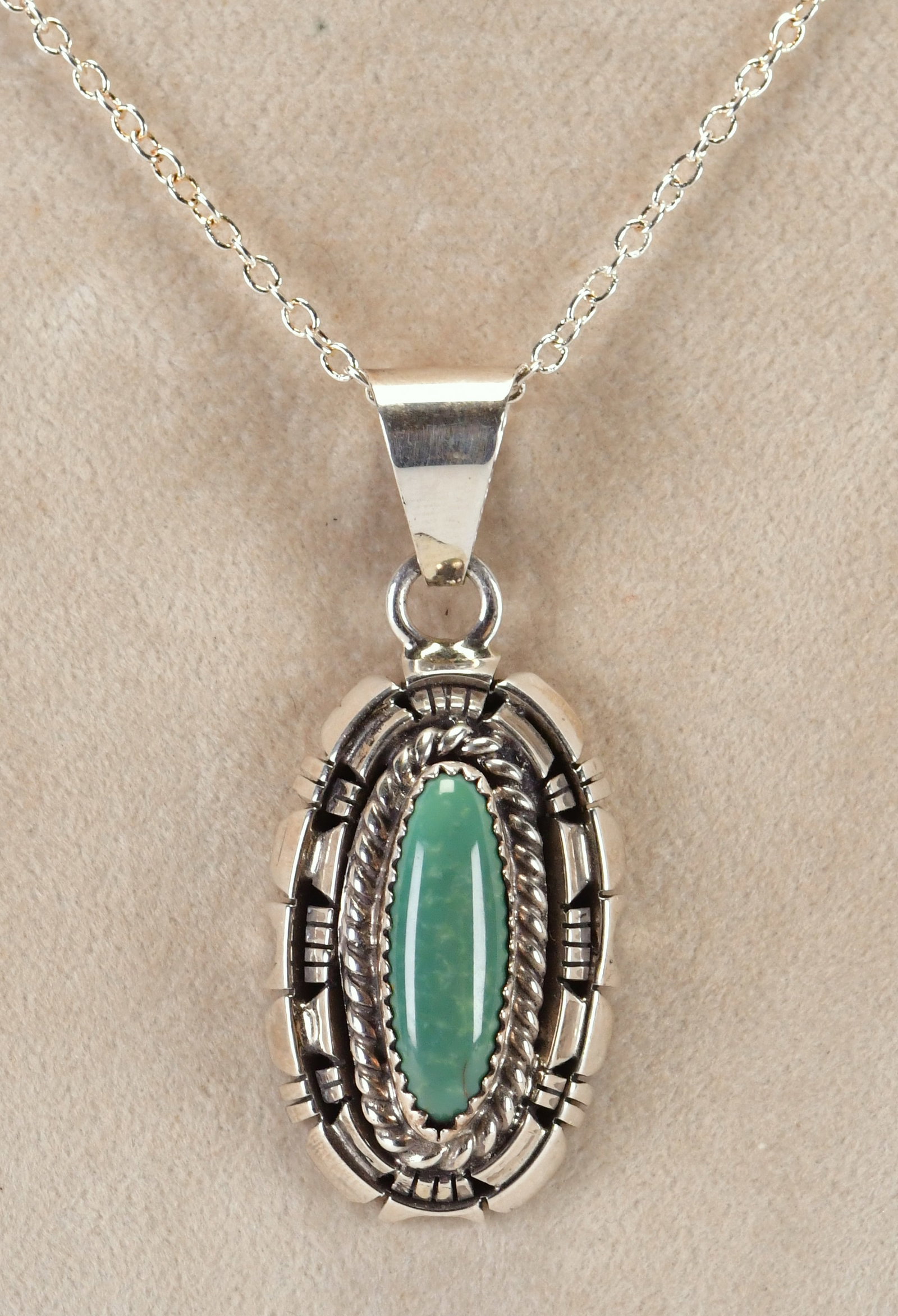 William  Begay Sterling Silver Green Kingman Turquoise Pendant (1 of 3)