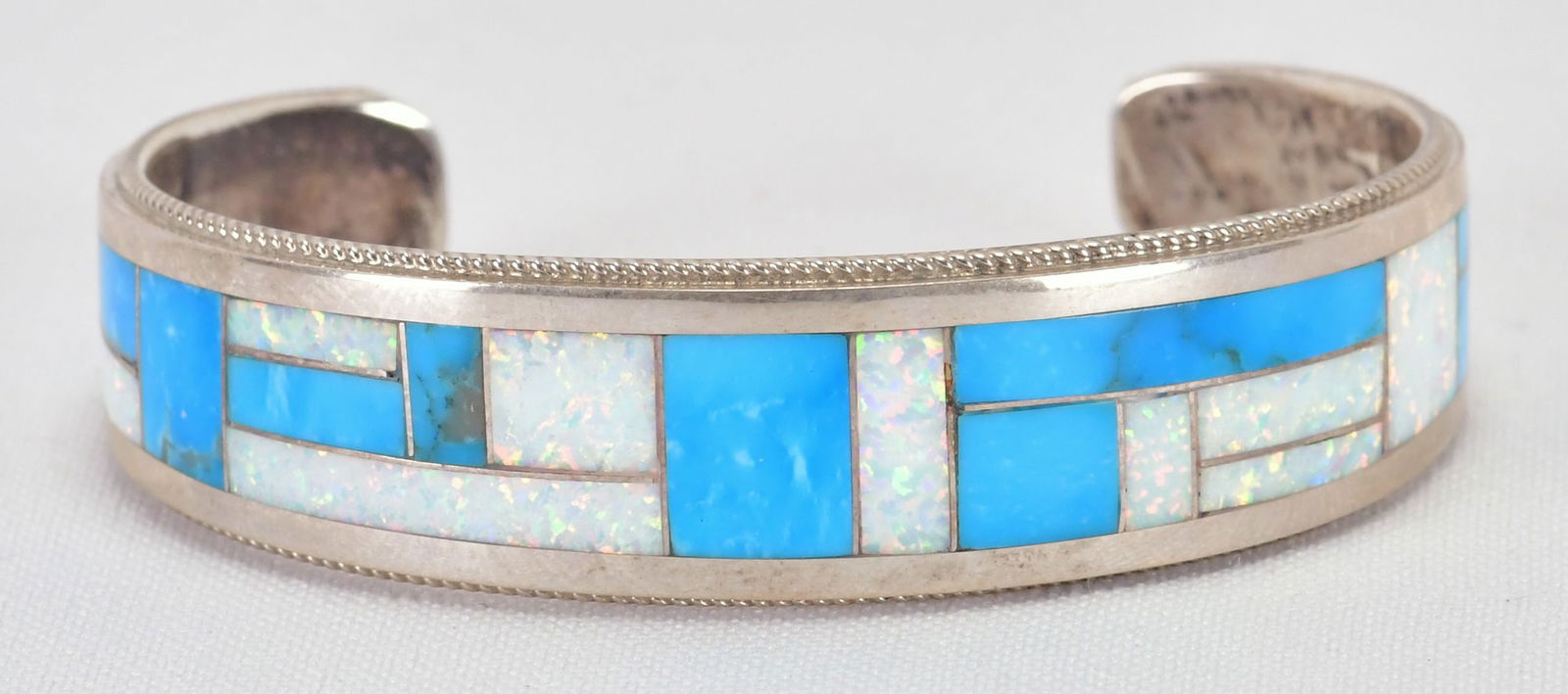 Rickell & Glendora Booqua Sterling Silver Lab Opal Inlay Cuff (1 of 4)