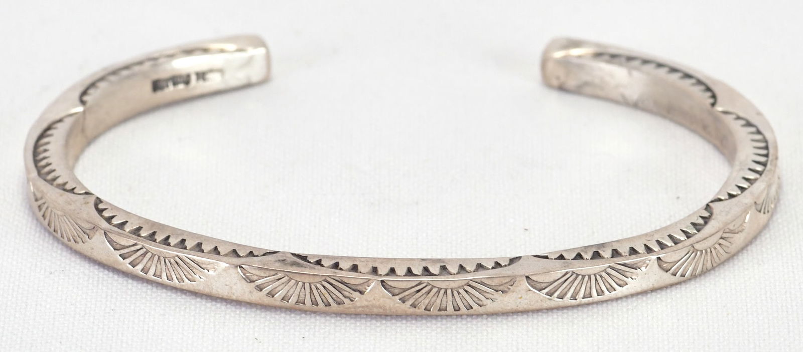 Navajo Vintage Sterling Silver Stamped Cuff Bracelet, Tahe (1 of 4)