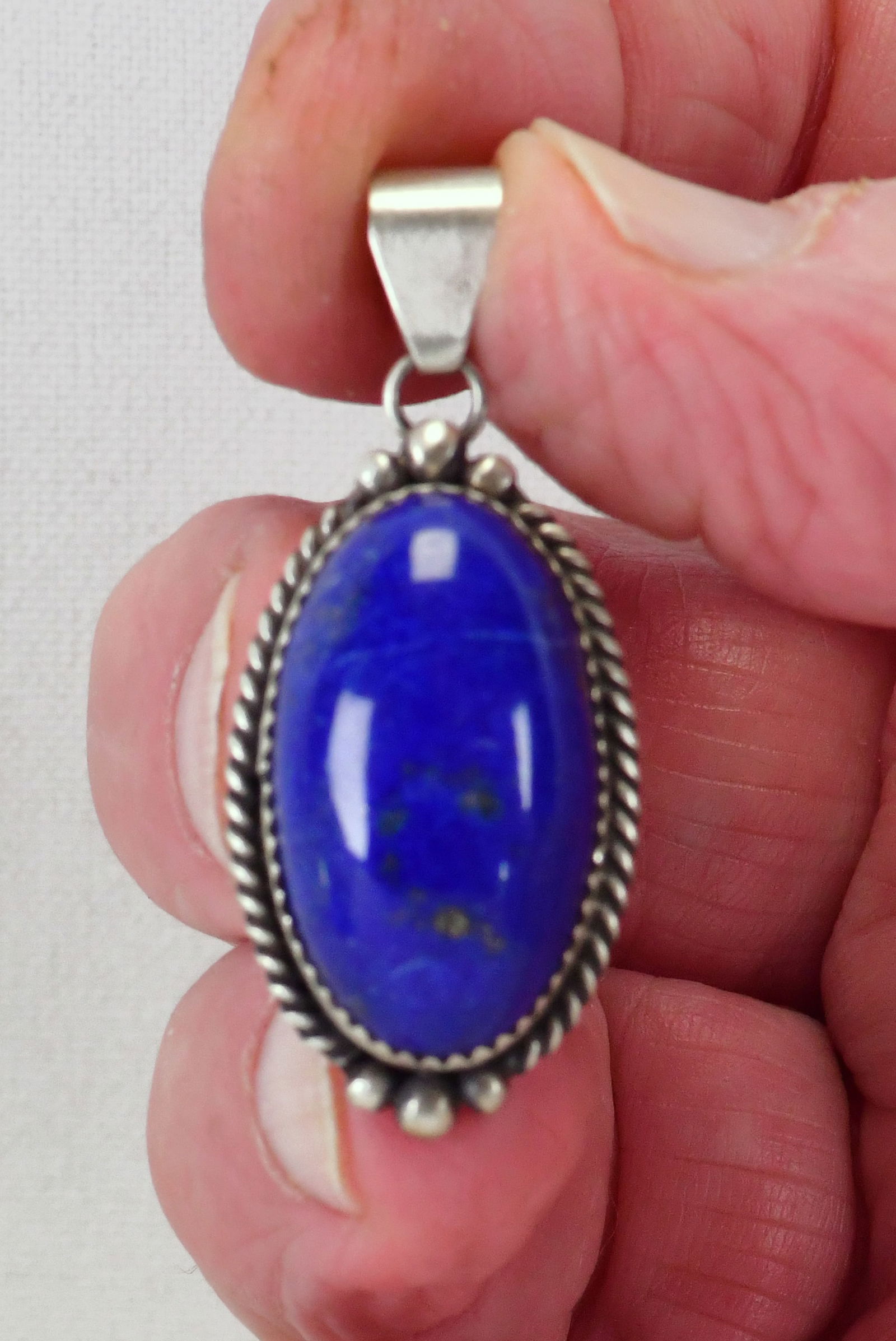 Freda Martinez Sterling Silver Lapis Dome Style Pendant (1 of 3)