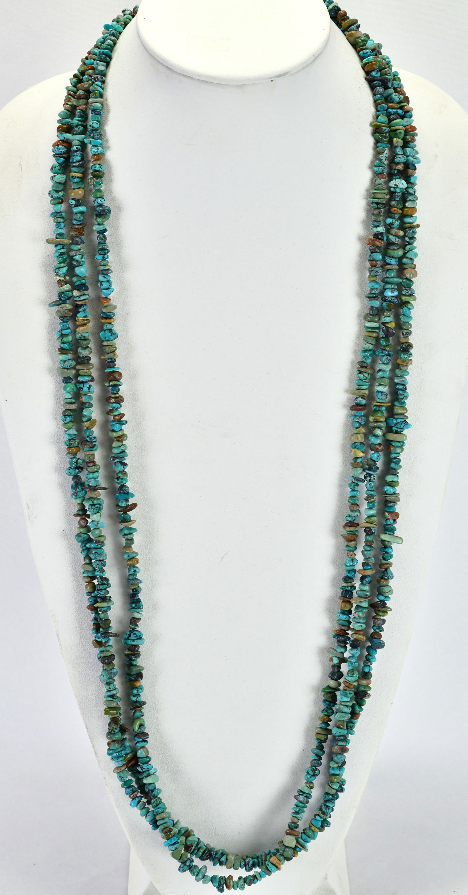 Native American  Kingman Turquoise 3 Strand Nugget Necklace 36" (1 of 3)