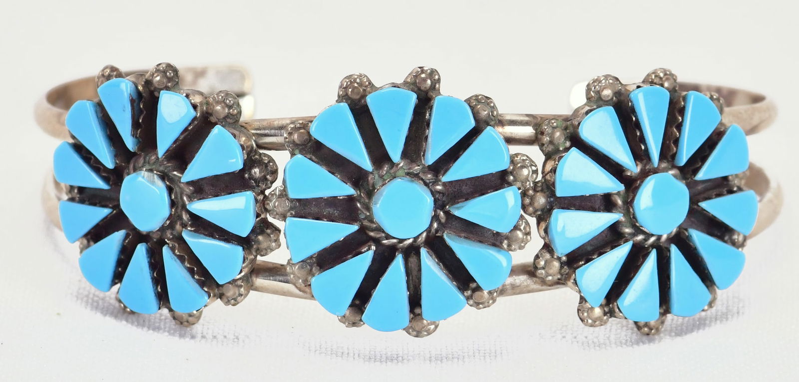 D & M Chavez Sterling Silver Flower Cuff Bracelet (1 of 4)