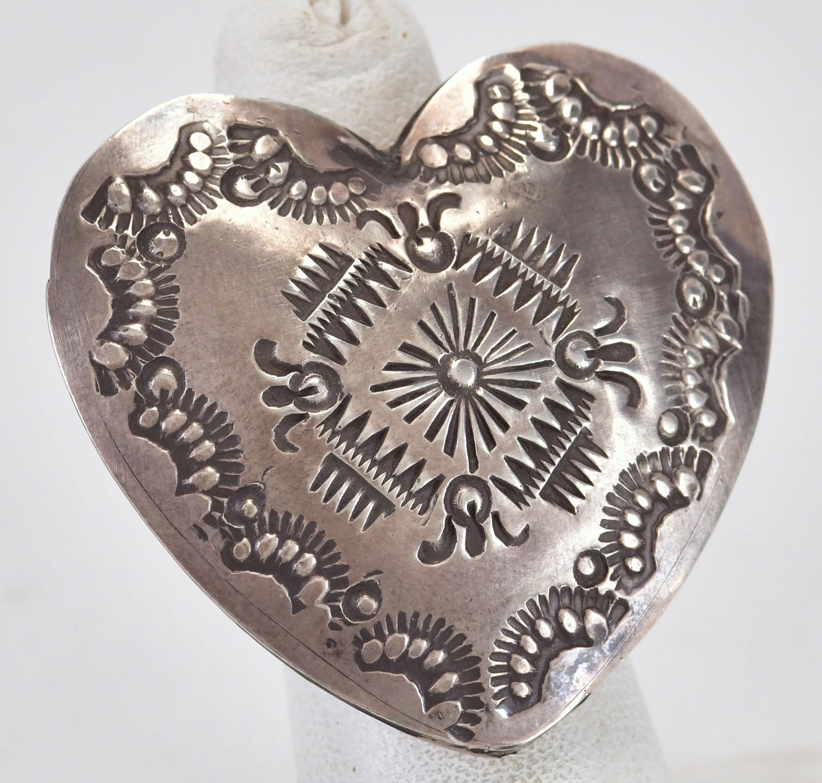 Vincent Platero Sterling Silver Hear Shape Stamped Adjustable Ring (1 of 4)