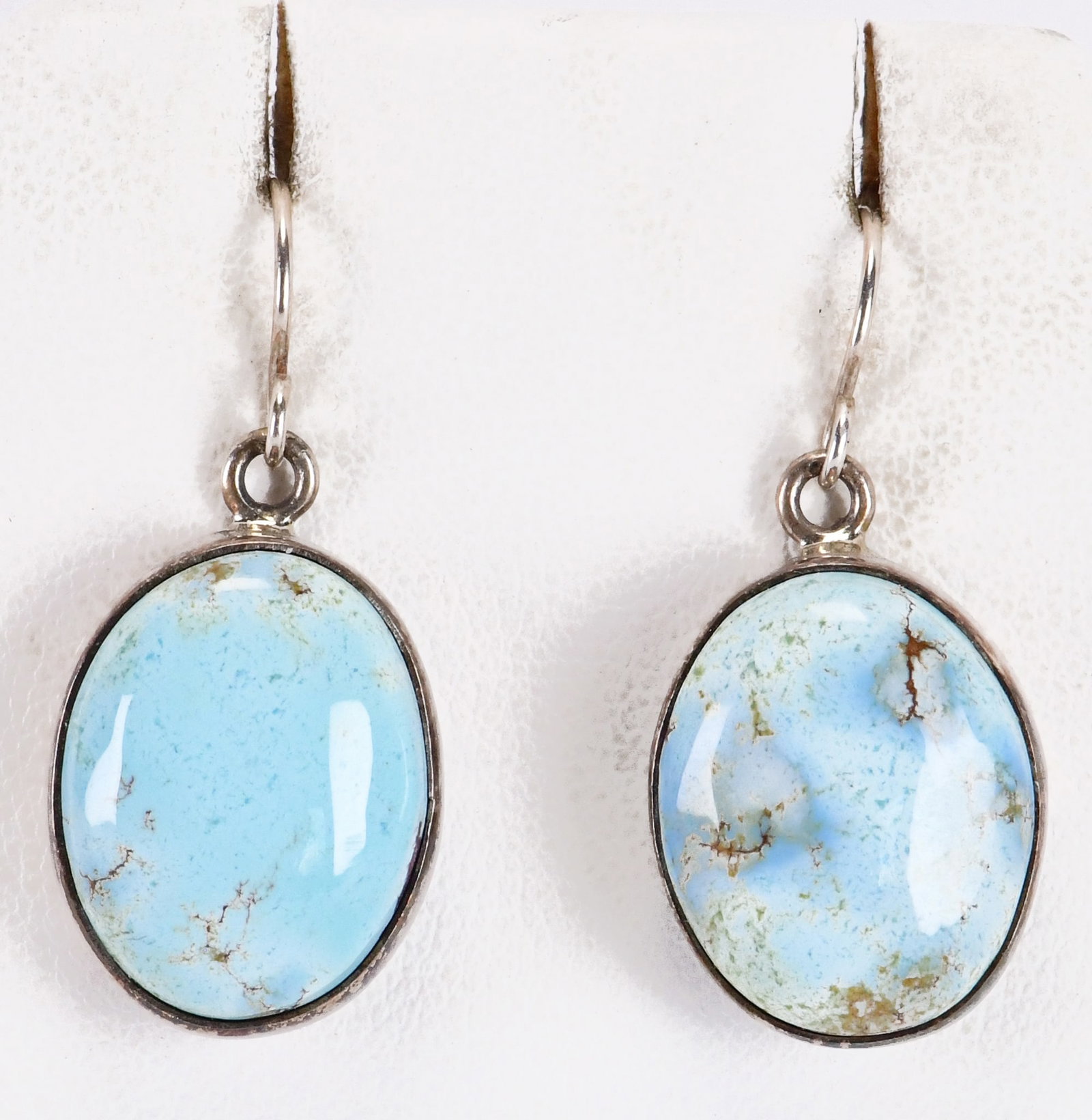 Native American Sterling Silver Golden Hills Turquoise Earrings: Sterling Silver| Native American Sterling Silver Golden Hills Turquoise Earrings| Genuine Golden Hills Turquoise| Measure 1.5" Long x 1/2" Wide| Hallmarked "SH"| Weigh 10.2 Grams| Native American, Nav