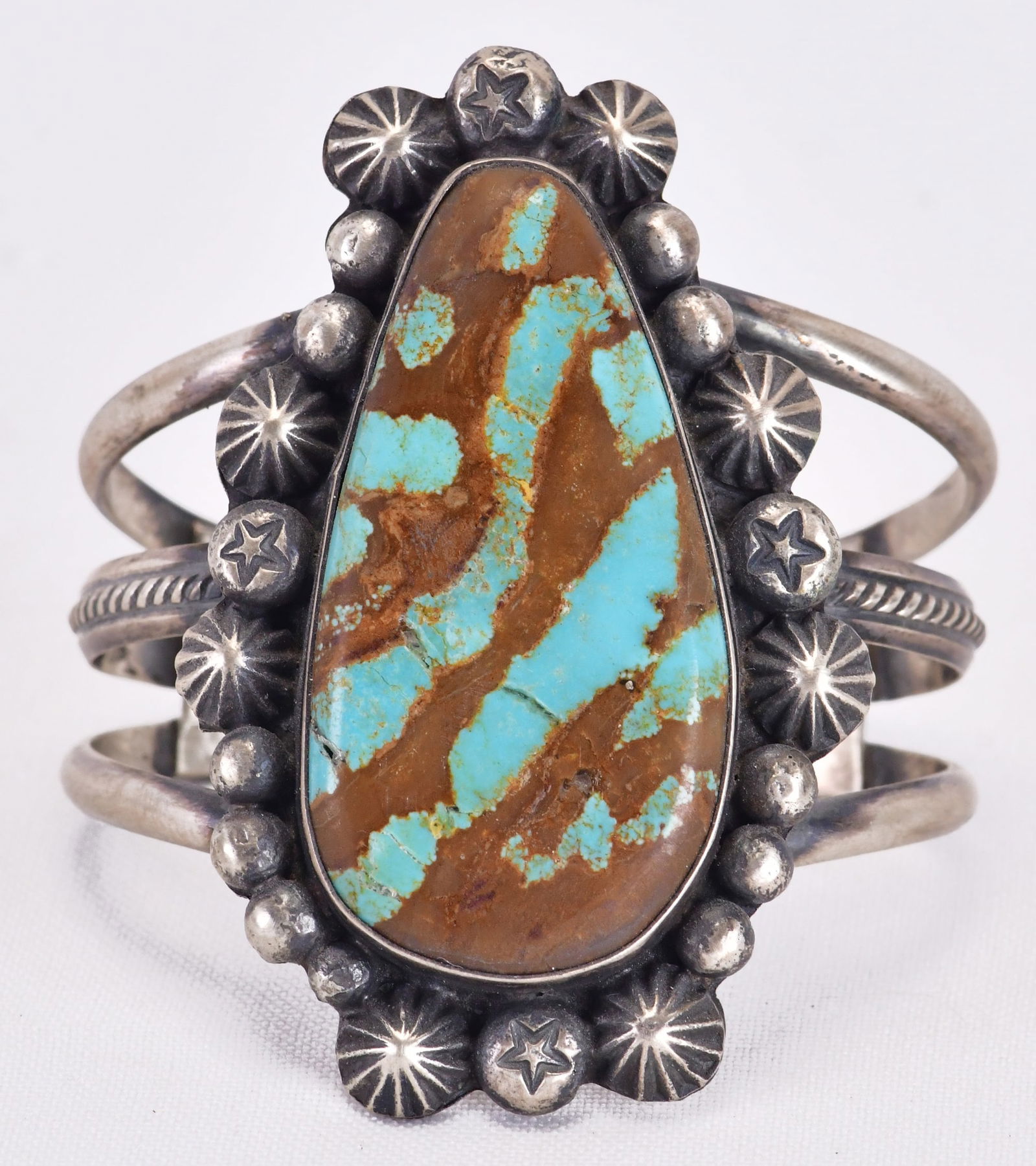 Vintage Navajo Sterling Silver Egyptian Turquoise Large Cuff Bracelet (1 of 5)
