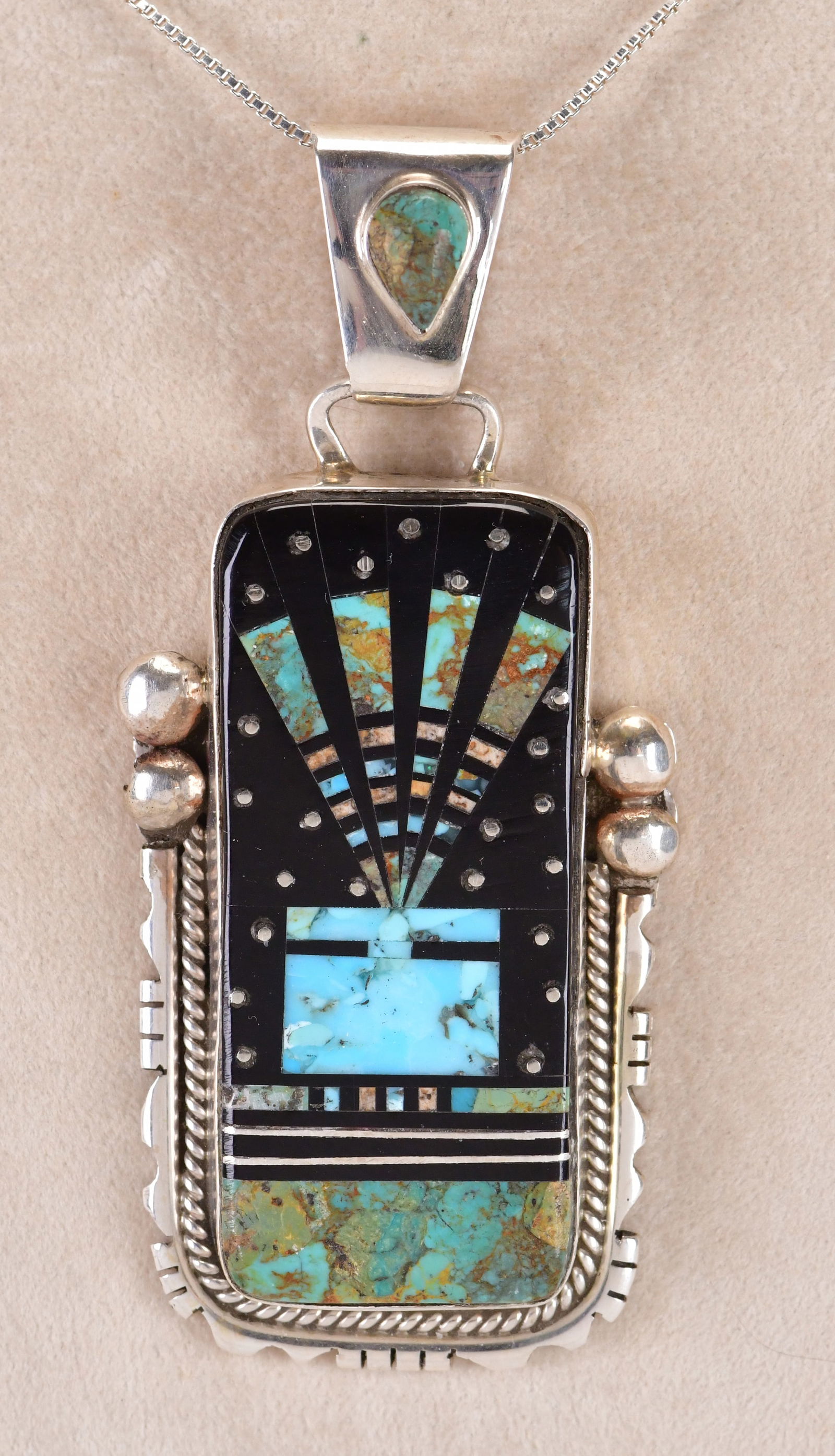 Ray Jack Sterling Silver Multi-Stone Micro Inlay Kachina Pendant (1 of 4)