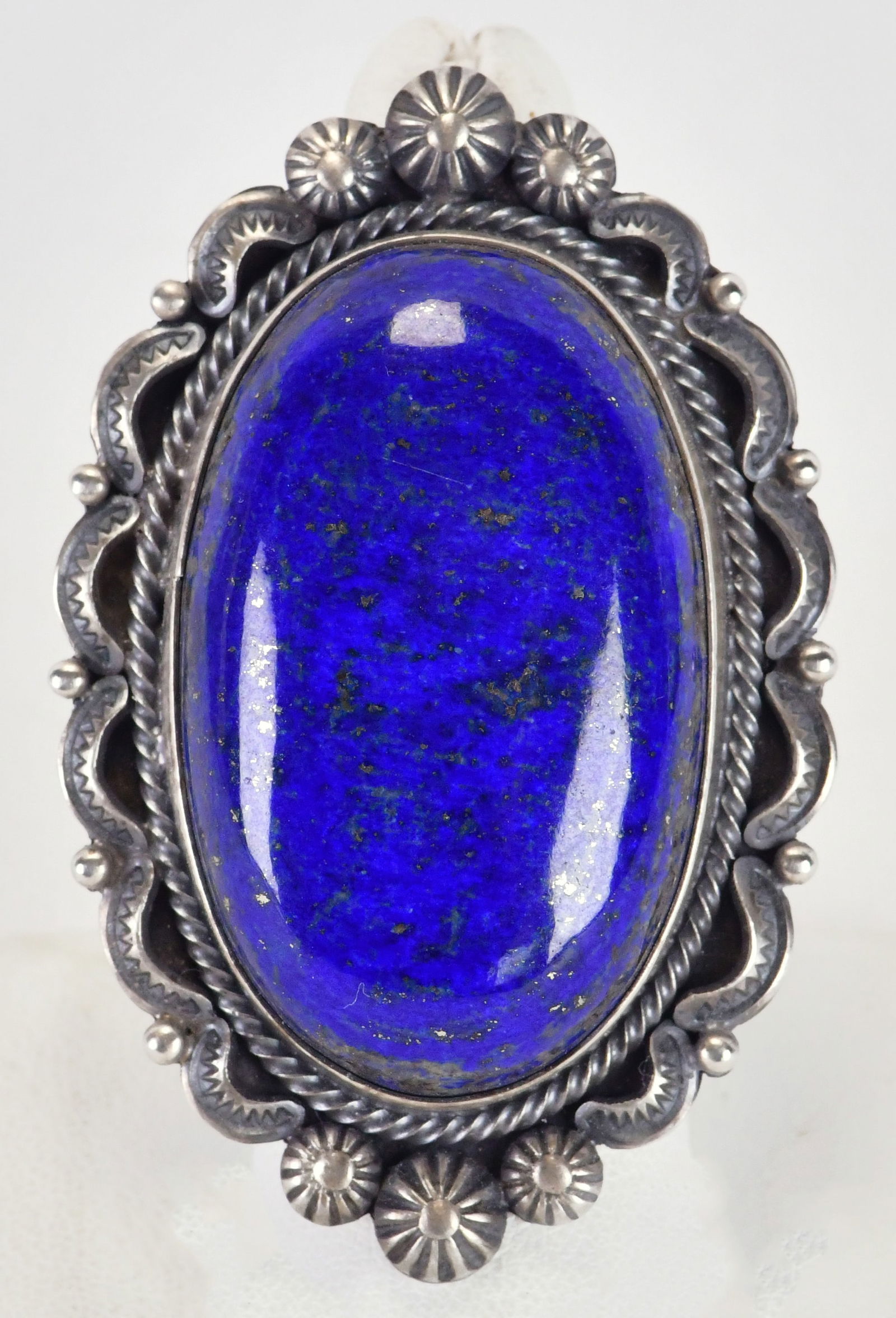Native American Sterling Silver Lapis  Large Oval Ring (1 of 4)