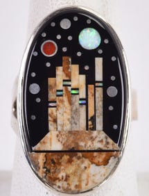 Matthew Jack Sterling Micro Inlay "Masa with Night Sky" Ring
