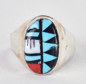 Native American Sterling Multi-Stone Inlay Men's Ring