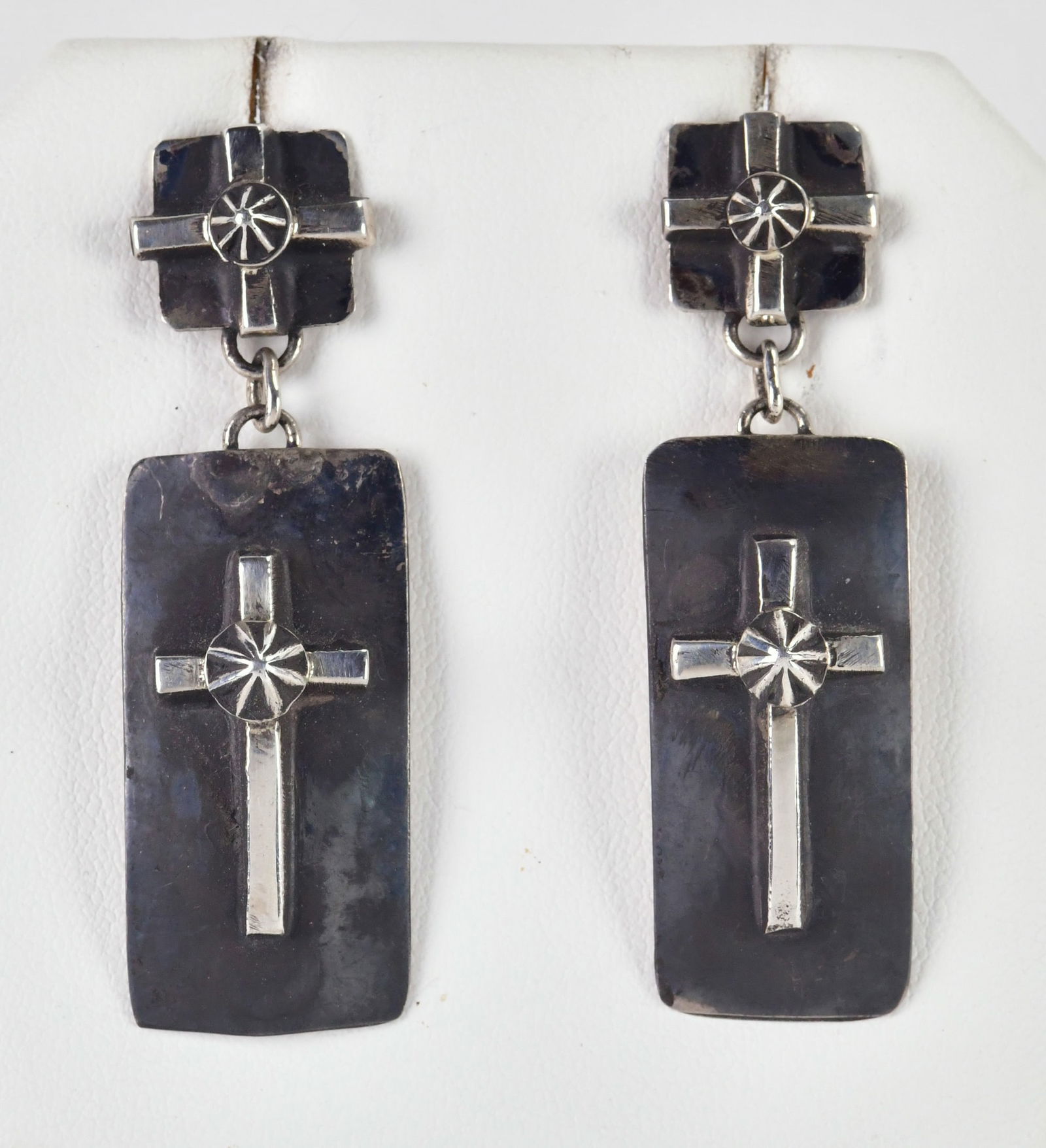 Chimney Butte Sterling Silver Cross with Concho Earrings (1 of 3)