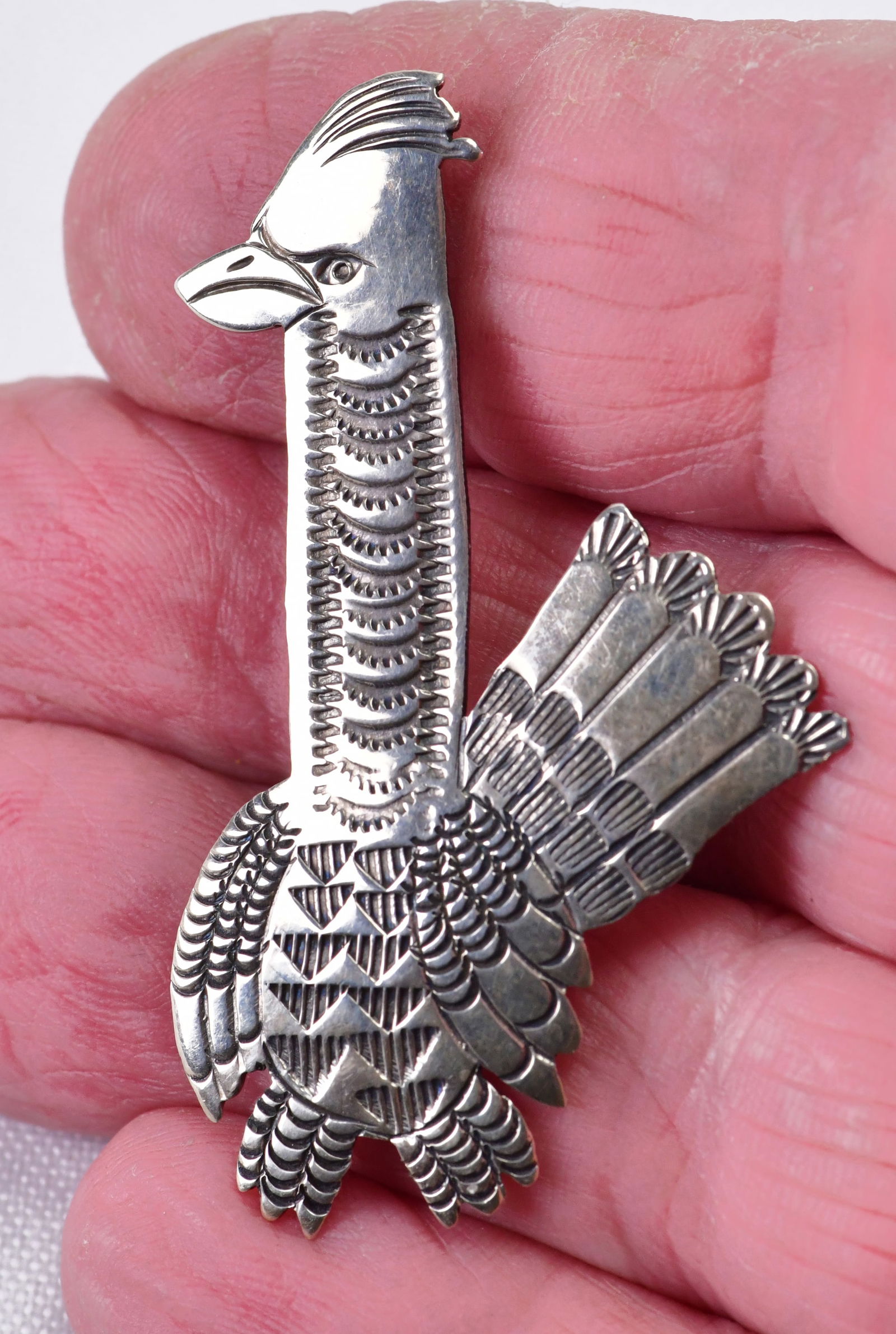 Navajo, Limbert Perry Sterling Silver Road Runner Pin (1 of 4)