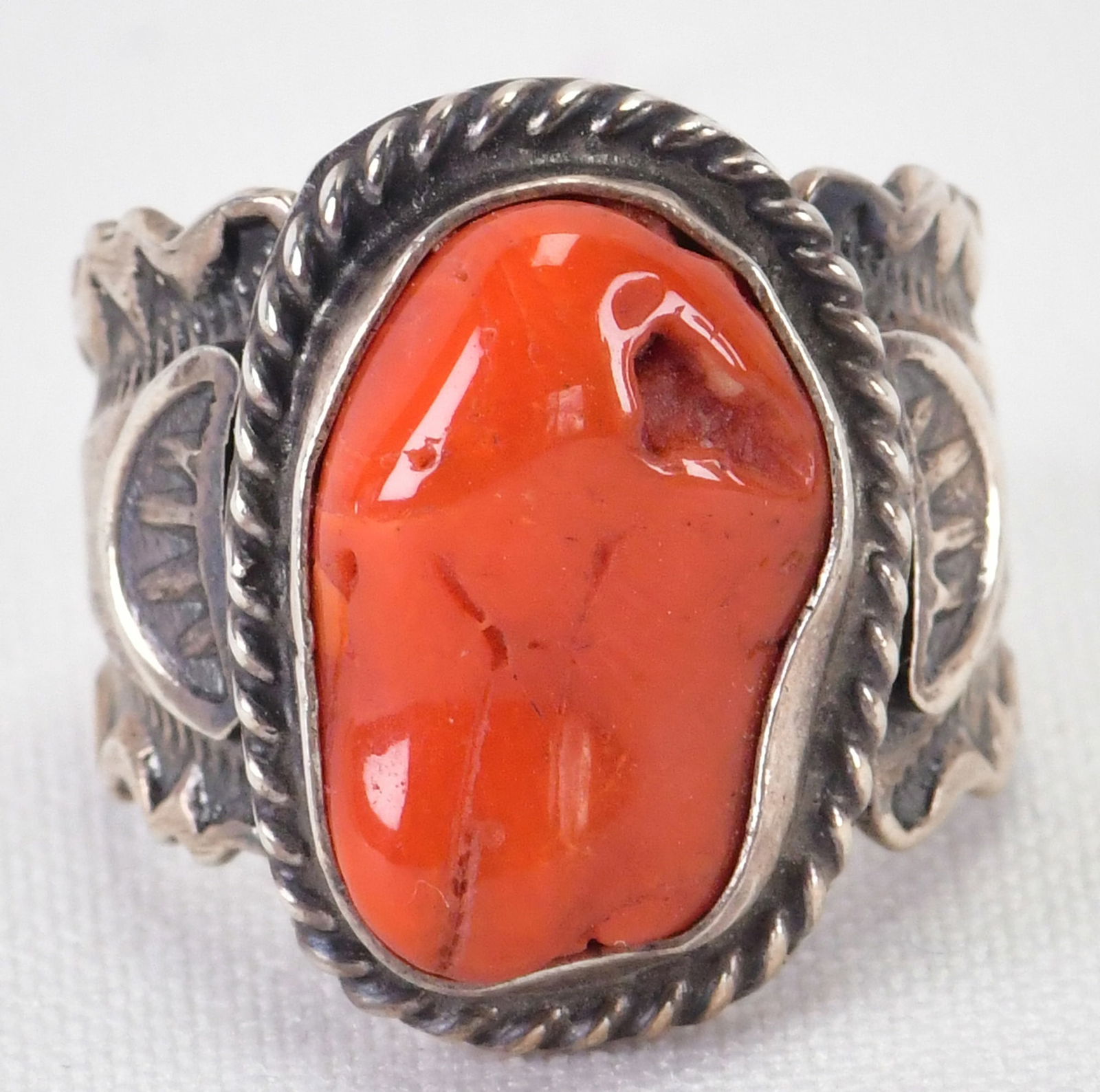 Russell Sam Sterling Silver Coral Nugget Ring (1 of 4)