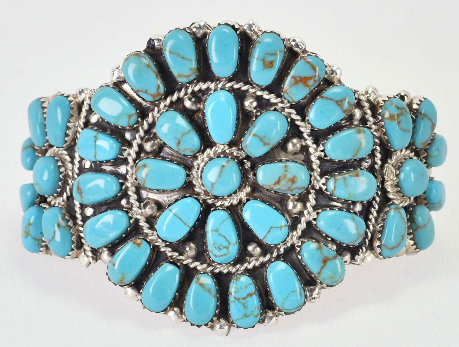 Juliana Williams Sterling Silver Block Turquoise Cluster Cuff Bracelet (1 of 4)