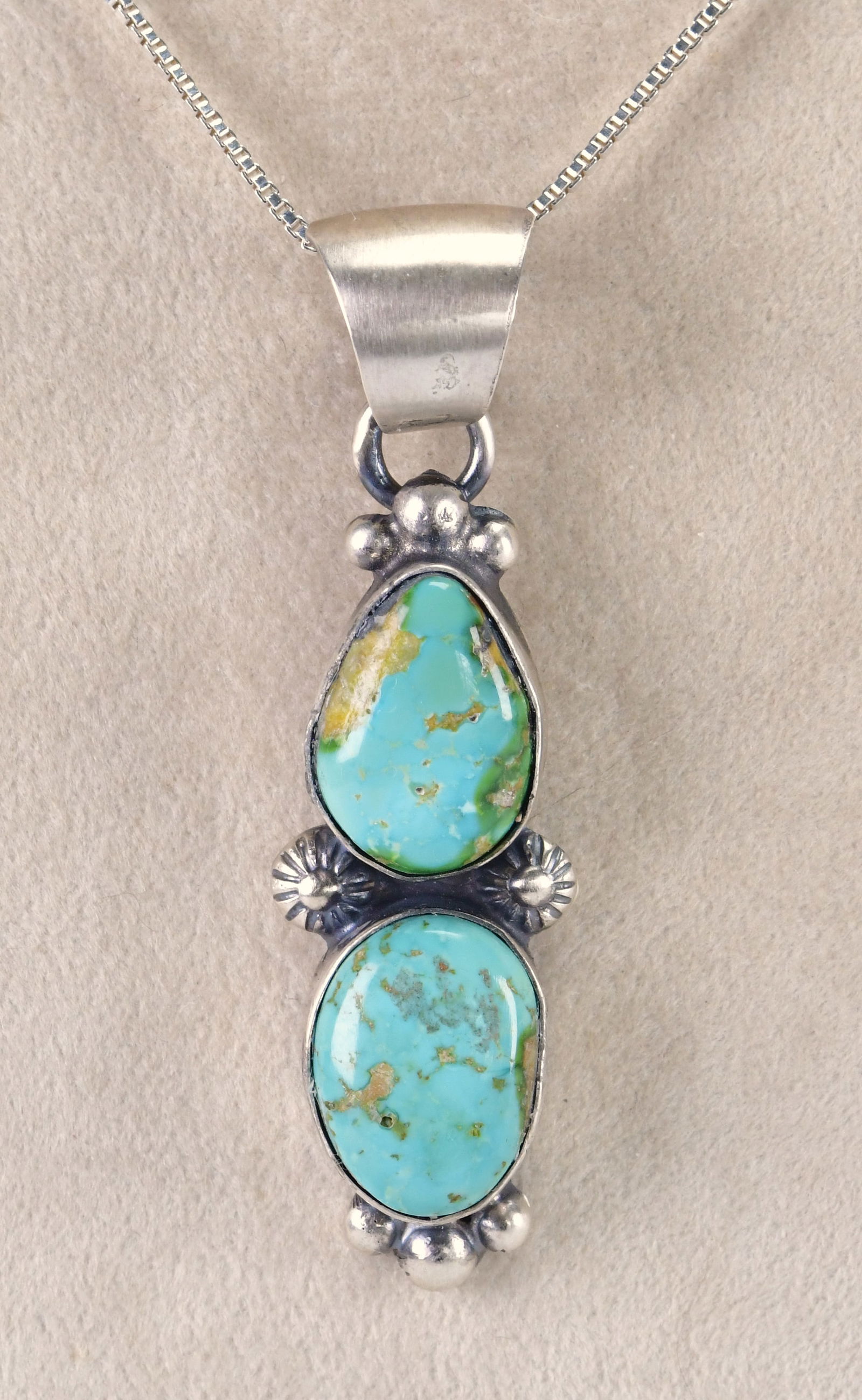 Robert Shakey Sterling Silver Campitos Turquoise Pendant (1 of 3)