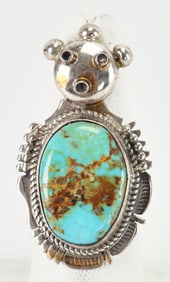 Bennie Ration Sterling Silver Kachina Royston Turquoise Ring