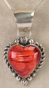 Robert Shakey Sterling Silver Spiny Oyster Heart Necklace