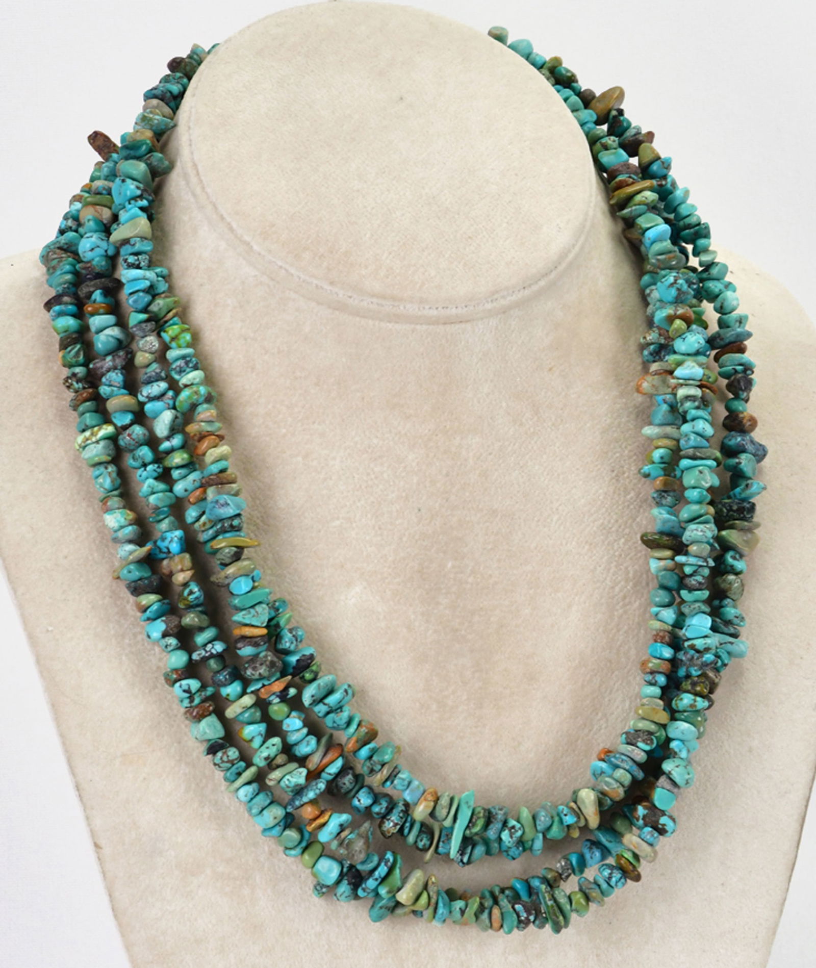 Native American Sterling Kingman Double Strand Turquoise Nugget Necklace (1 of 6)