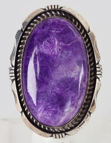 Eddie Secatero Sterling Silver Large Charoite Ring