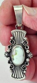 D. Benally Sterling Silver Palomino Turquoise Pendant