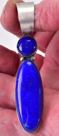 Native American Sterling Silver Chunky Lapis Pendant