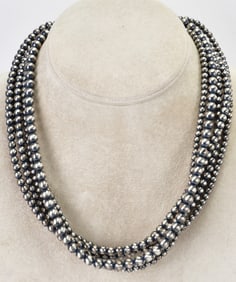 Native American 5 Strand Bench Bead Necklace - 18" Long