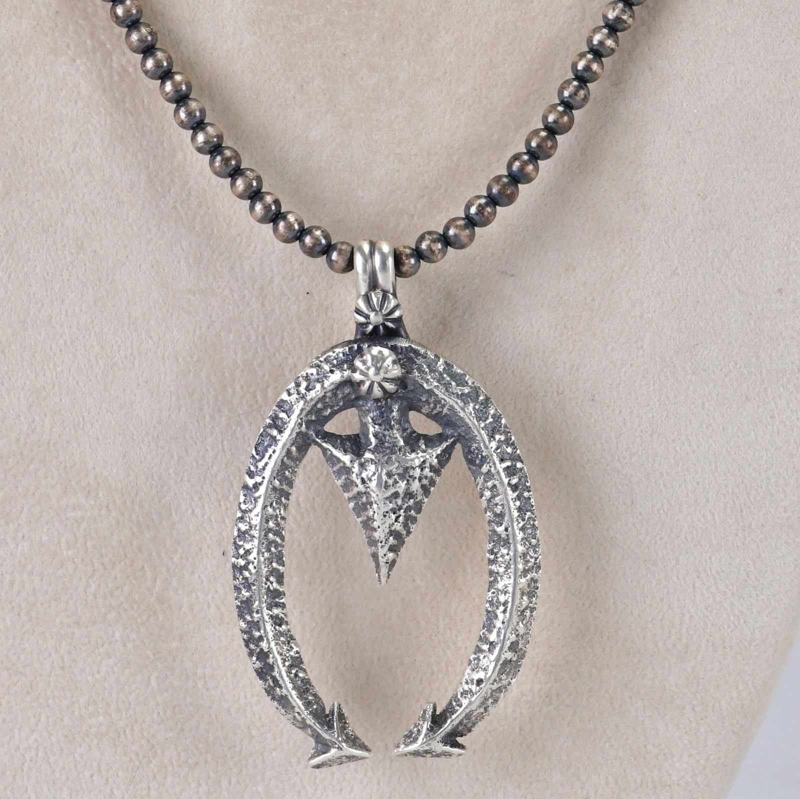 Kevin Billah Sterling Silver Heavy Sand Cast Naja Necklace w/Arrowhead (1 of 4)