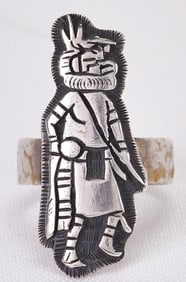 Navajo Old Pawn Sterling Silver Kachina Ring
