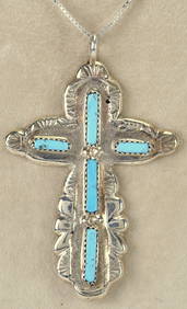 Cecelia Lule Sterling Silver Turquoise Cross Necklace (1 of 5)