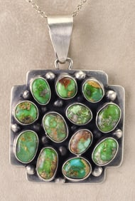 Native American Sterling Sonoran Gold Turquoise Nugget Pendant