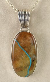 Native American Sterling Silver Boulder Turquoise Pendant