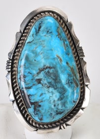 Eddie Secatero Sterling Silver Red Mountain Turquoise Large Ring