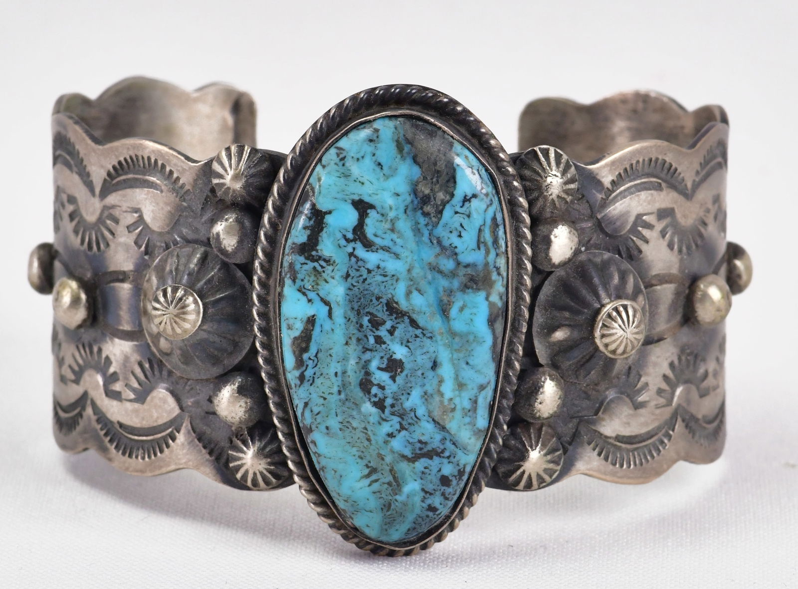 Native American Sterling Red Mountain Turquoise Cuff Bracelet (1 of 4)