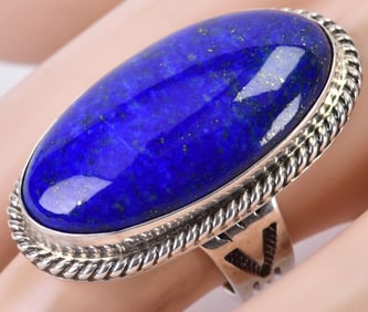 Native American Sterling Silver Lapis Oval Ring