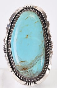 Eddie Secatero Sterling Silver Kingman Turquoise Large Ring