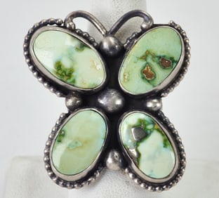 Travis Jensen Sterling Silver Palomino Turquoise Butterfly Ring