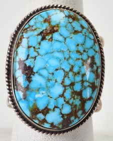 Darrell Cadman Sterling Silver Spiderweb Turquoise Ring