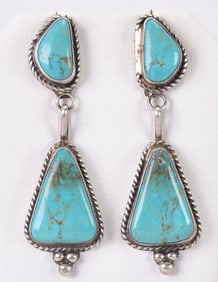 Judith Dixon Sterling Silver Kingman Turquoise Earrings