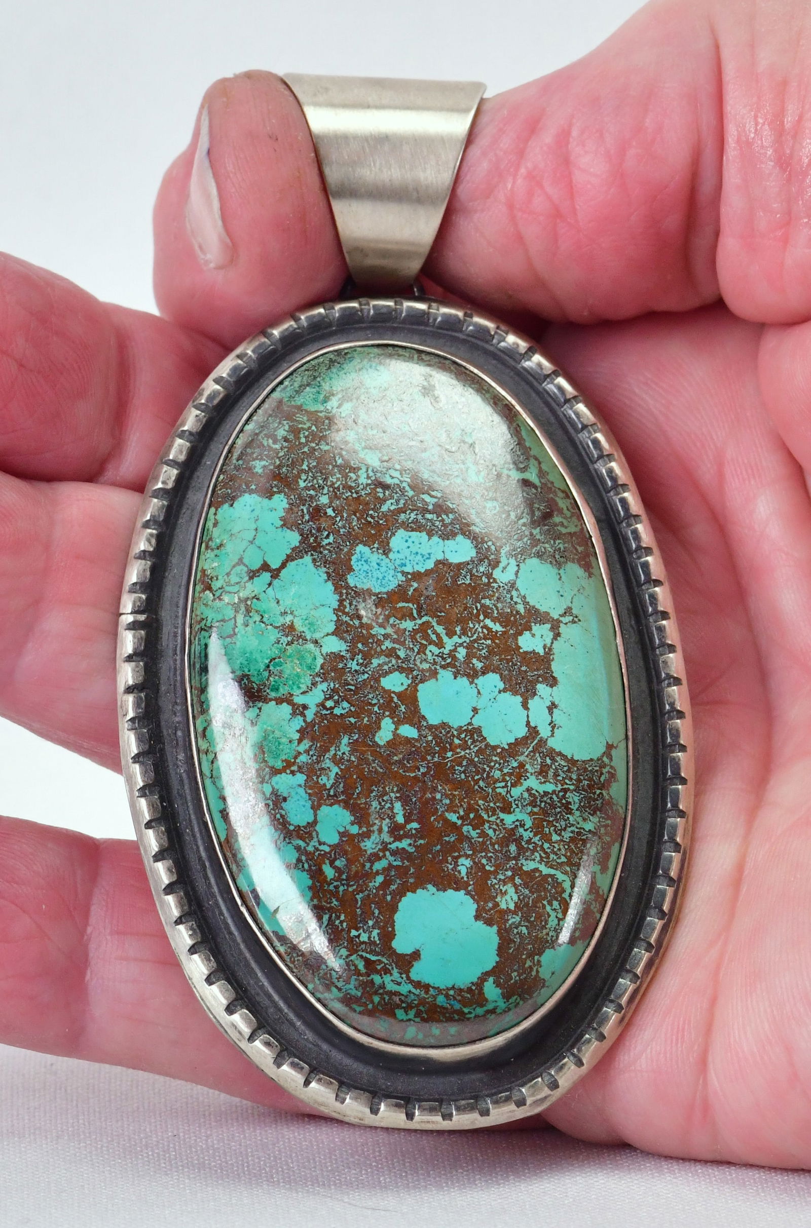 Chimney Butte Sterling Silver Red Mountain Turquoise Huge Pendant (1 of 4)