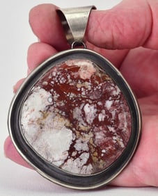 Native American Sterling Silver Massive Wild Horse Turquoise Pendant