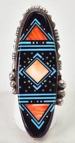 Gilbert Smith Sterling Silver Large Multi-Stone Micro Inlay Ring