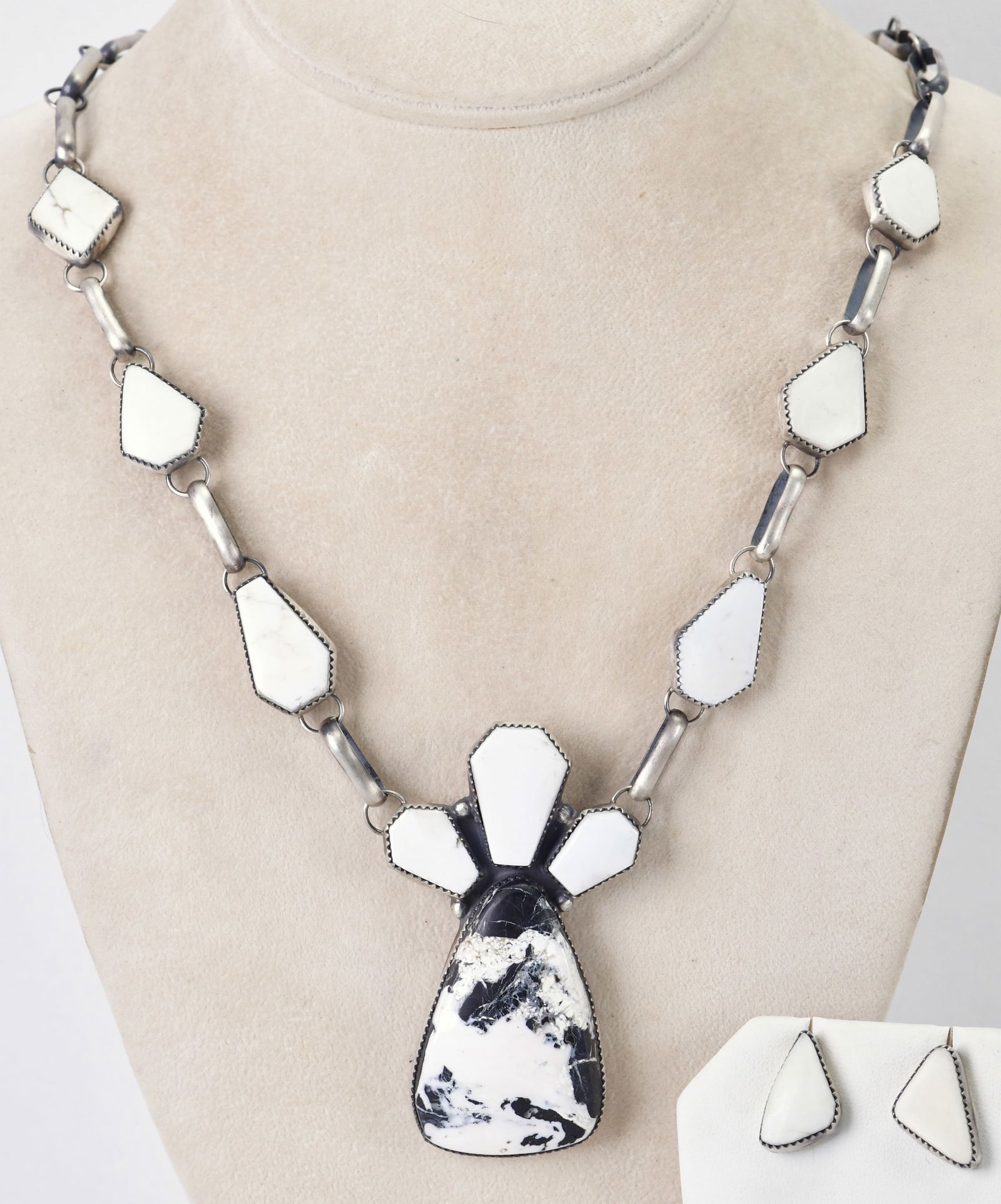 Rose Steven Sterling Silver White Buffalo Turquoise Necklace Set (1 of 3)