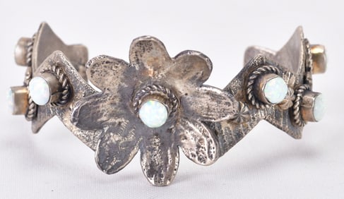 Wilson Dawes Sterling Silver Synthetic Opal Flower Bracelet