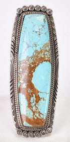 Phillip Yazzie Sterling Silver Huge Number 8 Turquoise Long Ring