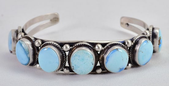 J. Johnson Sterling Silver Golden Hills 7 Stone Cuff Bracelet