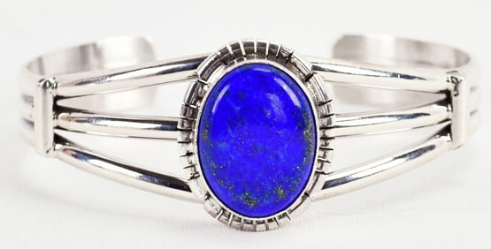Sampson Etsitty Sterling Silver Lapis Cuff Bracelet