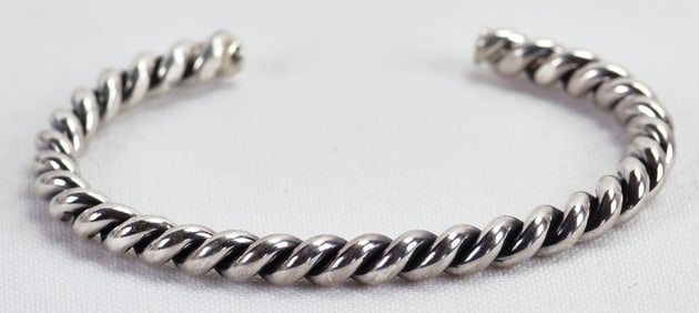 Tahe, Navajo, Sterling Silver Twisted Rope Stacker Cuff