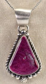 Robert Shakey Sterling Silver Purple Spiny Oyster Tear Drop Pendant
