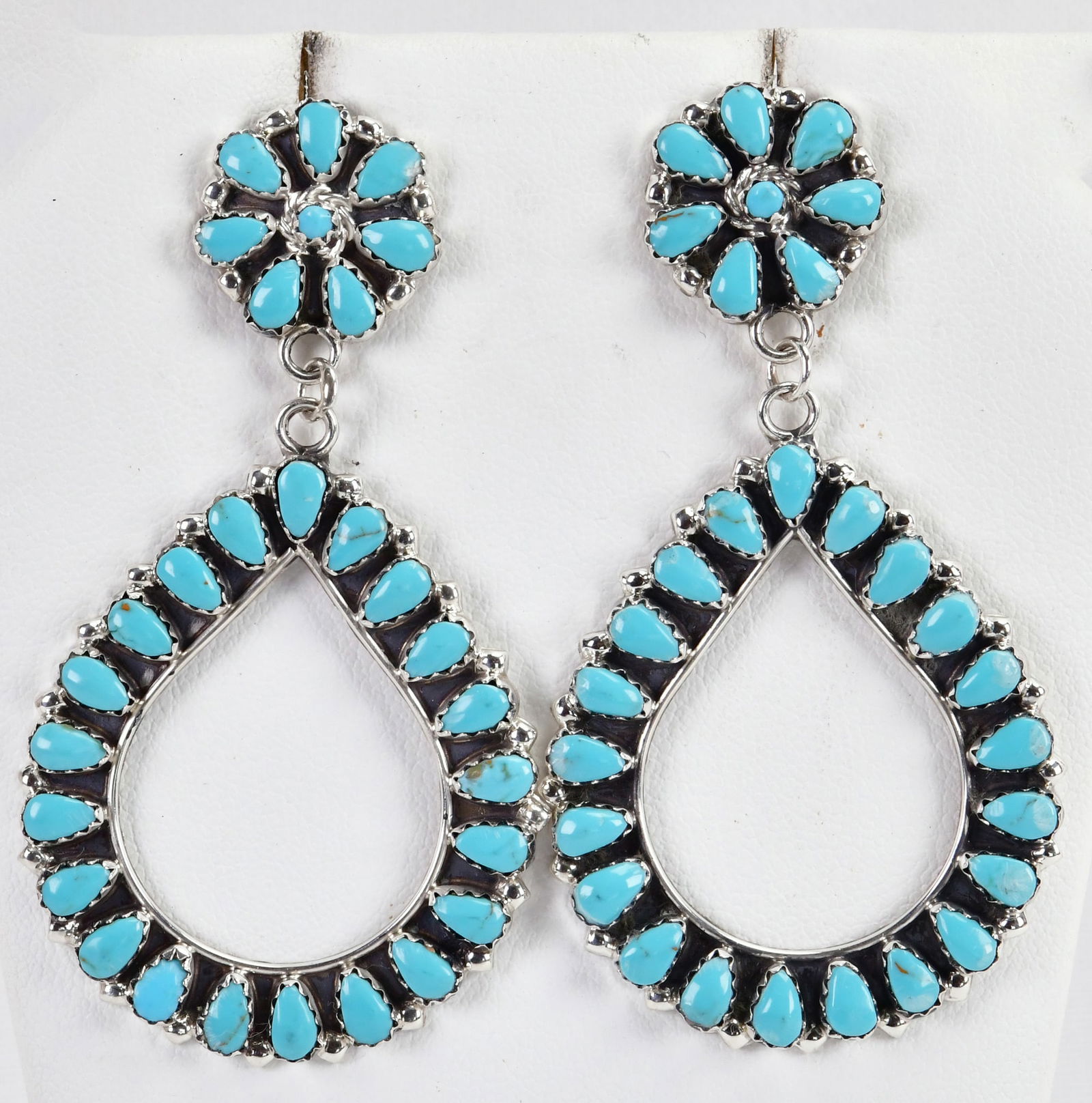 Mathilda Benally Sterling Silver Block Turquoise Teardrop Earrings (1 of 3)