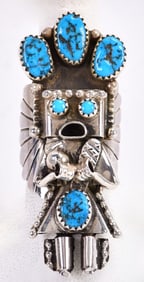 Doris Smallcanyon Sterling Silver Kingman Turquoise Kachina Ring