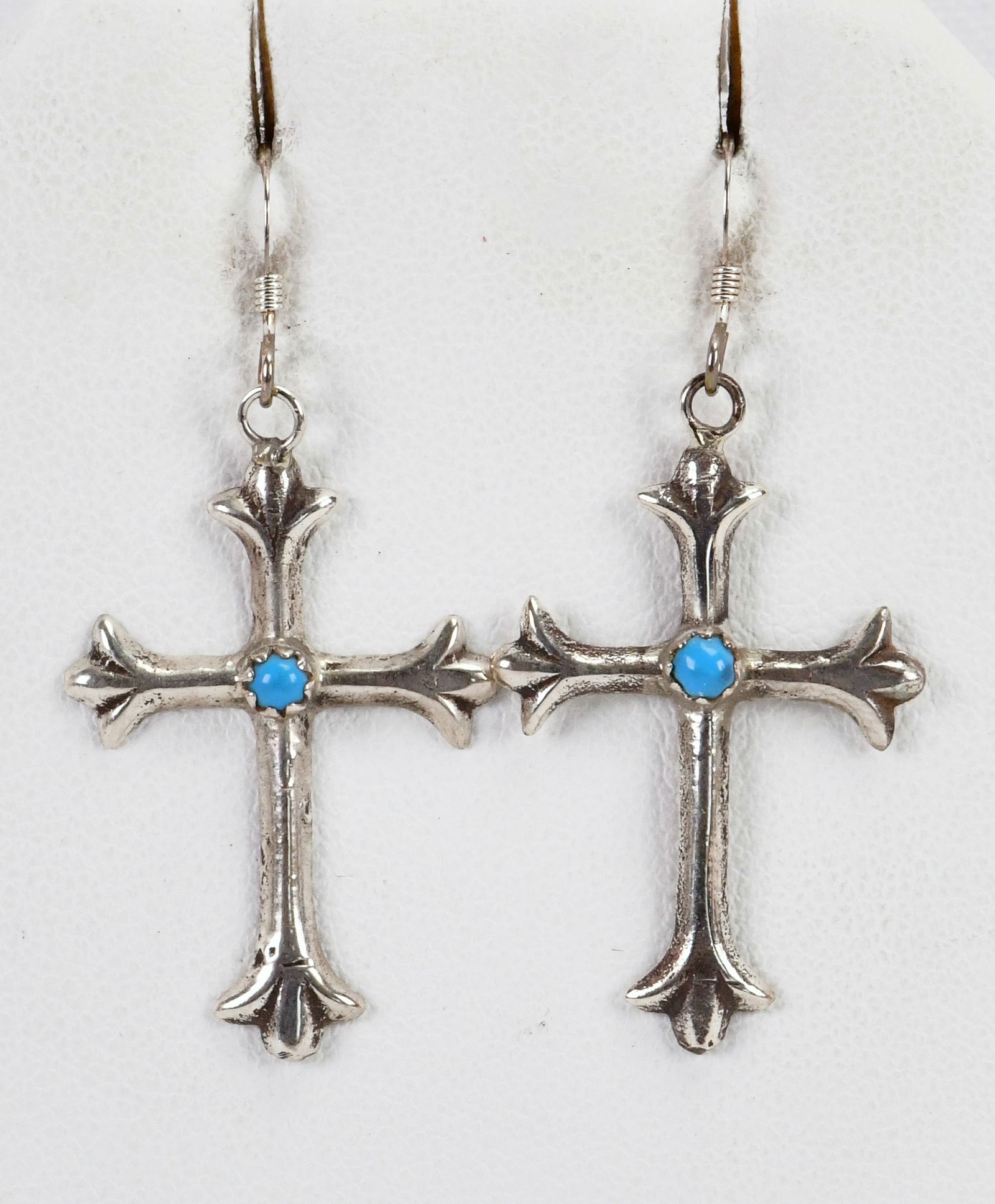 Native American Sterling Silver Cross Earrings w/Turquoise Accent (1 of 3)